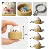 Dumpling Smile Keyboard Fidget Toy Clicker for Adults Stress Relief Sensory Toy Funny Squeeze Keychains Office Anxiety Relief