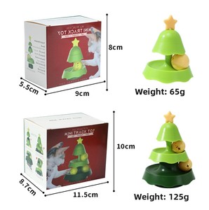 Carrousel pour chat en forme <span class=keywords><strong>de</strong></span> sapin <span class=keywords><strong>de</strong></span> Noël, circuit d'entraînement multifonctionnel avec balle lumineuse, jouet d'exercice avec clochette sonore, en matériau PP, design mignon - Product Image 6