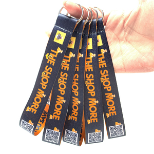 Khuyến Mãi Kinh Doanh Tùy Chỉnh In Vòng Chìa Khóa Tay Màu Đen Cổ Tay Dây Buộc Keychain Ngắn Dây Buộc Với Mã QR - Product Image 1
