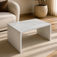 Table d'appoint en marbre de Carrare, table basse rectangulaire moderne, meuble de maison en pierre naturelle, pieds cannelés festonnés pour salon