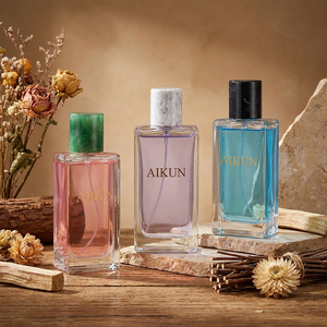 Aikun 100ml Marble <b>Box</b> Custom Scent Long Lasting Low MOQ Quick Rectangular Glass Water Transfer Logo Perfume Set for <b>Gift</b> Shops - Product Image 2