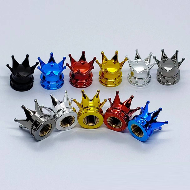 Wholesale 10 Colors Universal Tire Wheel Valve Stem Caps Royal Crown Design for Car Motorcycle Bike Bicycle Exterior Accessories
