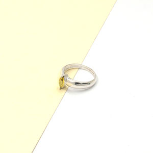 Yellow Sapphire Marquise Cut 4x8mm Oxidised Silver Bohemian Style Bezel Setting Handmade Unisex Wedding Ring for Women Girls - Product Image 3