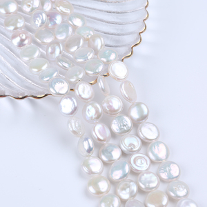 Grande Promotion <span class=keywords><strong>Perles</strong></span> de culture d'eau douce <span class=keywords><strong>blanches</strong></span> de qualité AA en forme de pièce de monnaie, 11-12 mm, vente en gros - Product Image 5