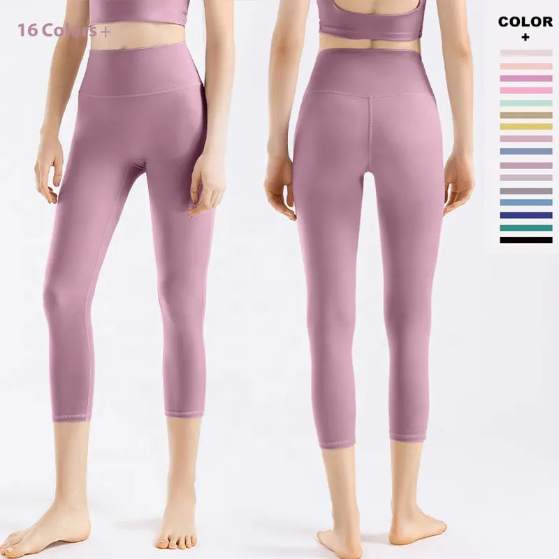 Pantalon de yoga classique à taille haute multicolore personnalisé pour femmes pantalon court de gymnastique ajusté en nylon et élasthanne souples et onctueux