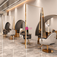 Yicheng Beauty Barber Shop Miroir Station Pleine Longueur Salon De Coiffure Coiffure Miroir Mur Debout Miroir Station à vendre