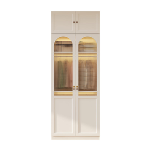Armoire étroite de couleur crème pour l'entrée du salon, armoire de présentation multifonctionnelle en verre pour le couloir - Product Image 3