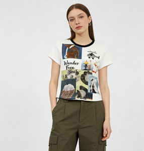 T-shirt estival décontracté pour femme, style grunge et fairycore, esthétique Wander Free Soul, 100% coton jersey imprimé, séchage rapide - Product Image 4