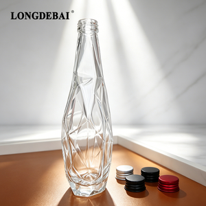 Botella de Vidrio Transparente de Forma Irregular de 350ml, 500ml, 750ml para Licores, Whisky, Vodka, Tequila, con Tapa de Rosca, Venta al Por Mayor Personalizada - Product Image 3