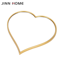 Miroirs muraux en forme de cœur dorés en stock, ensembles de miroirs muraux suspendus encadrés de plastique, miroirs décoratifs en verre, miroirs muraux pour salle de bain, boîtes pour hôtels