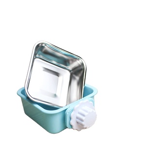 Hot Removable Stainless Steel Crate Hanging Pet Cage Feeder Dog Bowl Food Water Coop Cup for Puppy Birds Rabbit Crate Food Bowl
