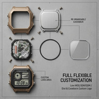 Montres numériques pour hommes OEM ODM, style affaires, boîtier en alliage 44 mm, chronographe en verre, résistance à l'eau 3 ATM, acier inoxydable
