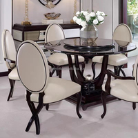 Ensemble de table à manger moderne en bois avec 4 à 6 chaises en velours noir, style américain classique contemporain, meubles pour la maison, appartement, villa