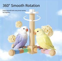 Station de repos rotative pour perroquet en bois massif, balançoire à mâcher pour auto-amusement et détente, décoration de cage pour oiseaux (peau de tigre, pivoine)