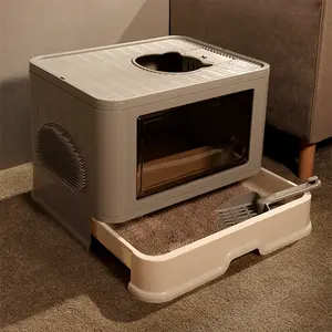 Litière pour chat, grand, entièrement fermée, anti-éclaboussures, toilette pliable, à récurer, livraison directe - Product Image 1