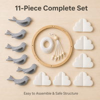 Mobile de berceau en feutre avec oiseaux et nuages, style nordique 3D, décoration suspendue pour chambre de bébé, anneau en bambou, personnalisable avec votre logo, OEM ODM, vente en gros
