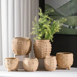 New Arrival Rustic Vintage Style Ceramic Planter Flower Pots Home Garden Balcony Ceramic Pots For Plant Flower