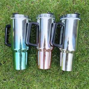 New 40Oz Sublimation <b>Mirror</b> Double Wall Magic Water Bottle Ombre Color Luxury Electroplated Tumbler With Straws - Product Image 4
