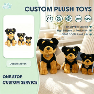 Peluche de chiot style Doberman, 3 pièces, répliques de chiens en peluche noires et brunes, répliques élégantes de chiens pour collection, OEM personnalisé - Product Image 1
