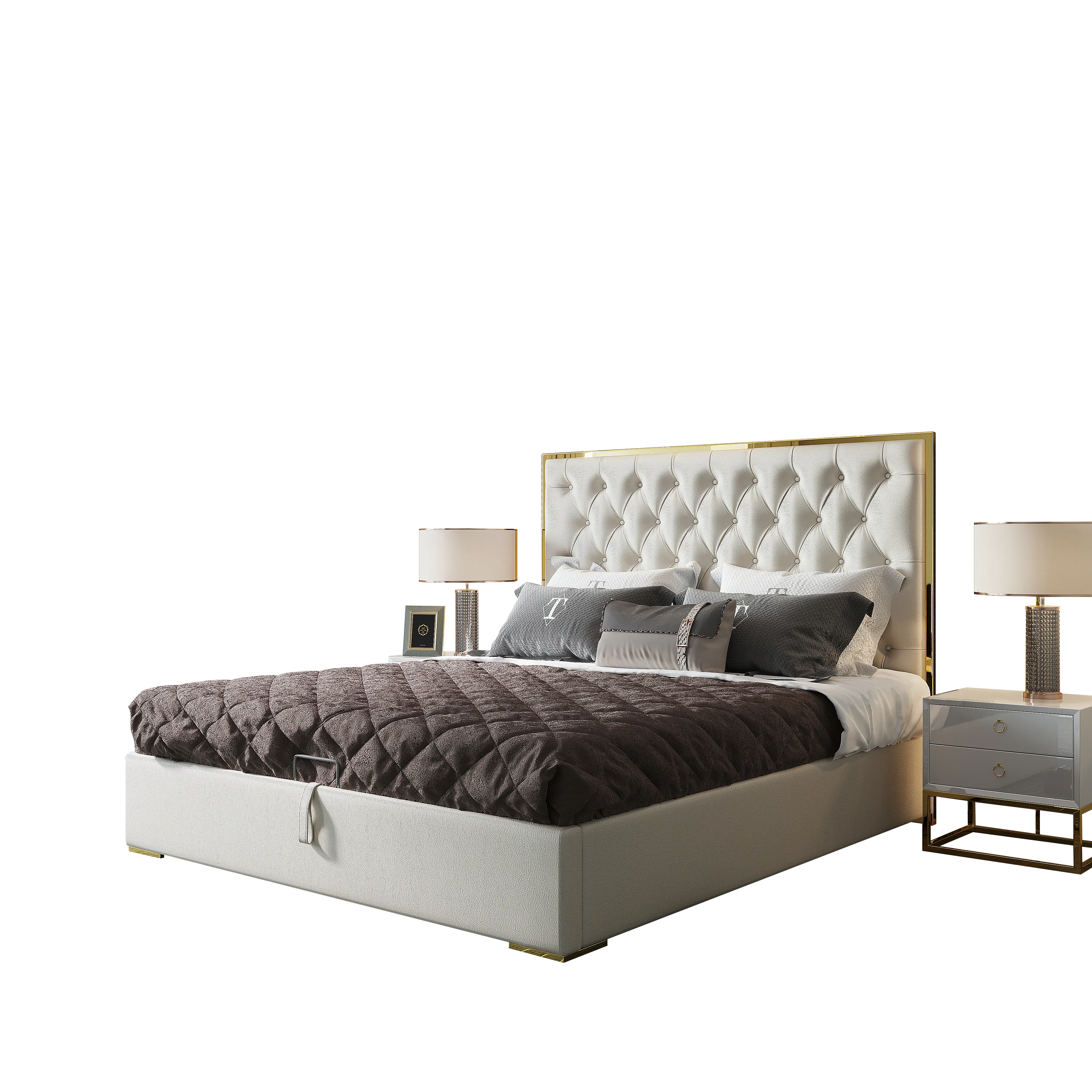 2021 металлические кровати в современном американском стиле Королевского/королевского размера