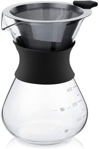 Verser Sur la Cafetière Ensemble Elégant <span class=keywords><strong>Café</strong></span> Pot Verre Carafe et <span class=keywords><strong>Permanent</strong></span> En Acier Inoxydable <span class=keywords><strong>Filtre</strong></span> À <span class=keywords><strong>Café</strong></span> - Product Image 4