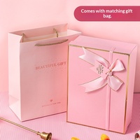 Boîte cadeau vide rectangulaire rose avec nœud, grande taille, couvercle et base, pour filles