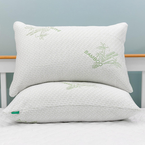 Ensemble de 2 oreillers King Size rafraîchissants en mousse à mémoire de forme déchiquetée, avec housse amovible, écologiques, 100 % fibre de bambou, pour dormeurs dos en bas ou sur le ventre - Product Image 1