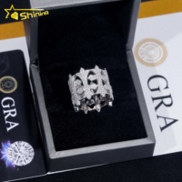 Bijoux Hip Hop en argent sterling massif 925 plaqué or de style rappeurs de luxe Bague multi-croix en moissanite glacée