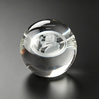 Neelpure 187441 Boule de cristal plate ronde gravée au laser sur le dessous pour récompense d'entreprise