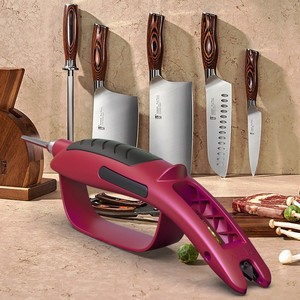 Afilador de cuchillos manual Ningbo de múltiples granos, de acero inoxidable, para uso en cocina y exteriores. - Product Image 1