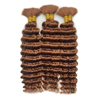 Extensions de cheveux humains en vrac pour tressage, ondulation profonde, colorées, non traitées, trame simple, pour tresses bohèmes, cheveux brésiliens Remy