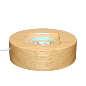 סיטונאי עגול USB LED 3D galaxy צבעוני זוהר קריסטל כדור לילה אור עץ בסיס עבור שינה