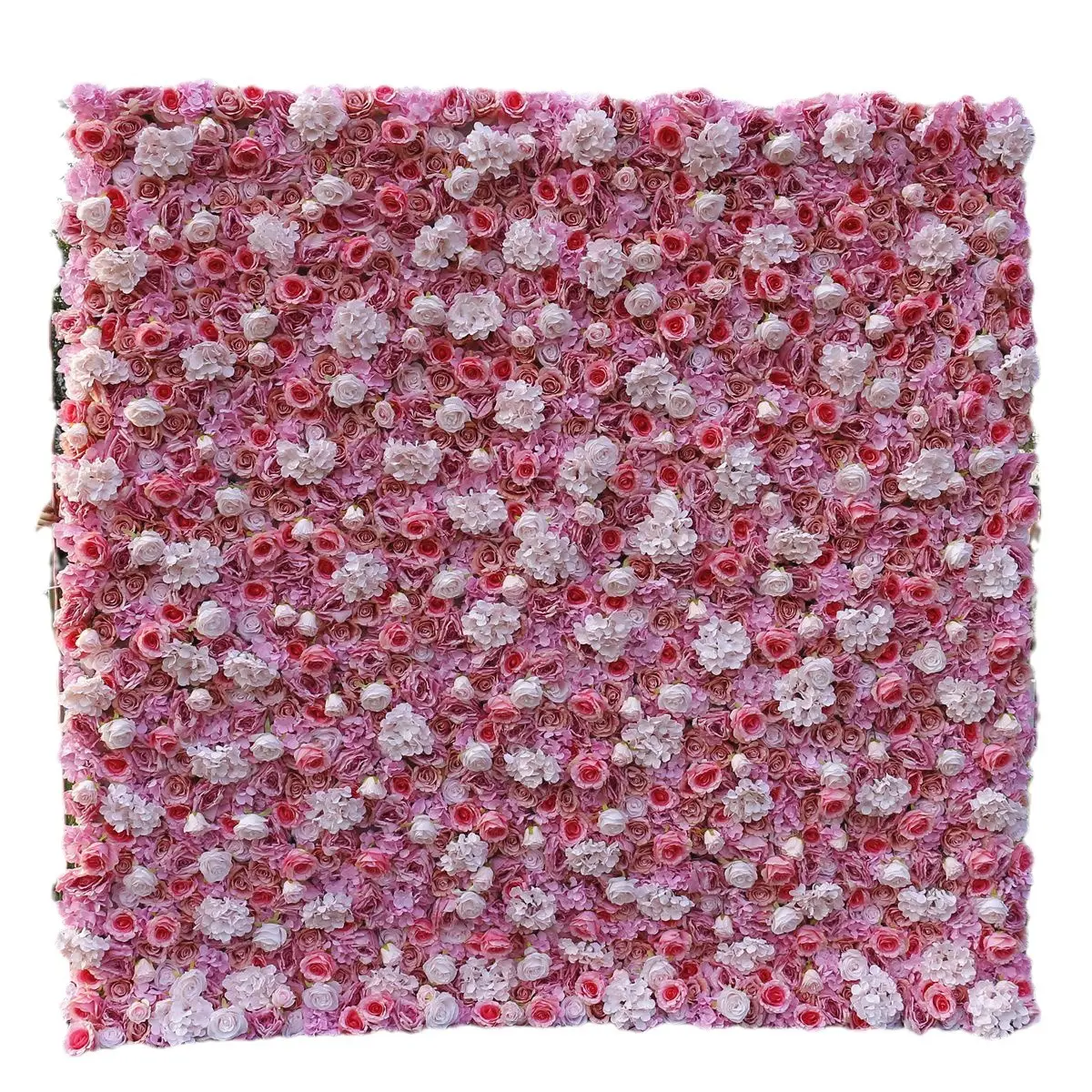 Decorazione personalizzata della parete del fiore di nozze 5D 3D tessuto laminato bianco fiore muro di Rayon pannello rosa sfondo muro fiore