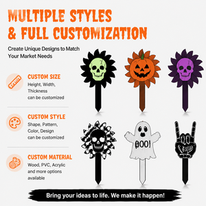 New Halloween Luminous Hollow-Head Skull Yard/<b>Ground</b> <b>Stake</b> Outdoor Lawn Decoration Wooden Craft China - Product Image 2