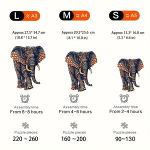 Rompecabezas de Madera con Forma de Elefante, Regalos Divertidos de Navidad y Acción de Gracias, Decoración de Lujo para el Hogar y la Oficina, para Adultos y Adolescentes - Product Image 2