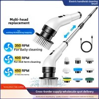 Brosse de nettoyage électrique 9-en-1 avec distributeur de liquide, manche télescopique, en plastique, modèle 9011