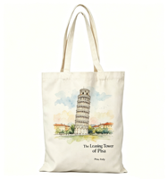 Sacs fourre-tout en toile personnalisés souvenirs de ville, sacs de courses réutilisables en coton avec logo OEM pour les boutiques de cadeaux touristiques, sacs écologiques