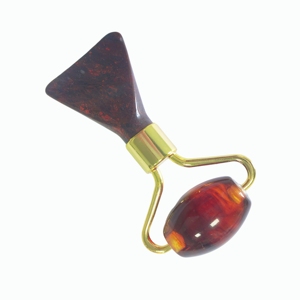 Rouleau facial miniature en pierre rouge et résine avec logo personnalisé, outil de massage beauté unique pour spa, vente en gros - Product Image 4