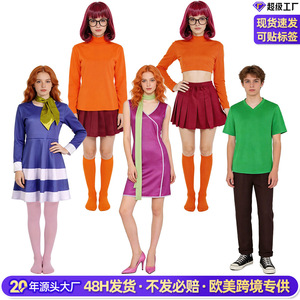 Costume de cosplay Scooby Doo Daphne, pull orange, jupe rouge, chaussettes orange, tenue de fête d'Halloween pour femmes adultes - Product Image 3