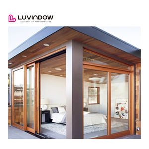 Özel büyük asansör sürgülü kapı ızgara ile üçlü parça giriş veranda dış ahşap çift sürgülü kapı - Product Image 5