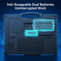 Portátil Robusto Resistente al Agua IP65 MIL-STD-810H CE FCC de 14 Pulgadas con Windows, SSD Reemplazable, 1000Nits, Portátil Industrial