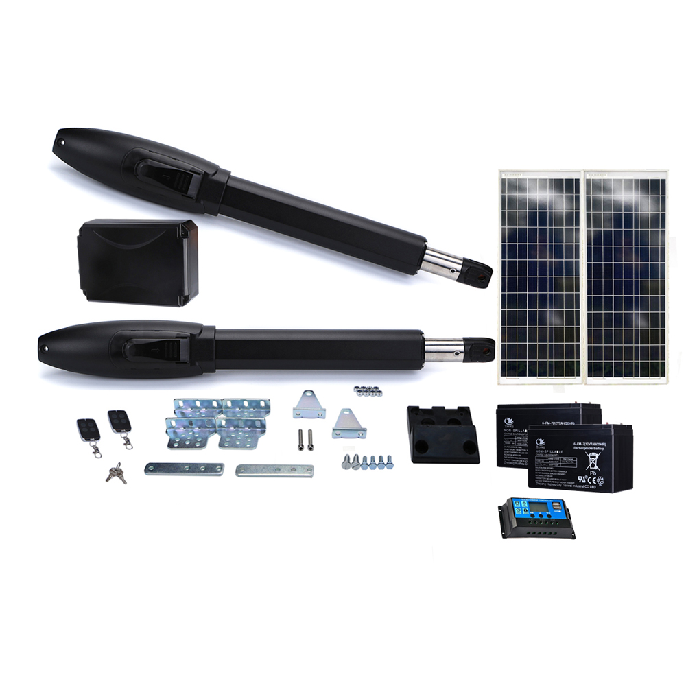 Опции на солнечной батарее, лидер продаж, черный Высококачественный бытовой 300 кг * 2 дистанционный Dc распашные ворота для внутреннего двора, виллы, церкви