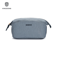 Pochette cosmétique en polyester texturé résistant à l'eau 3L, fermeture éclair en métal Kingsons, sac de maquillage portable pour femmes, utilisation quotidienne