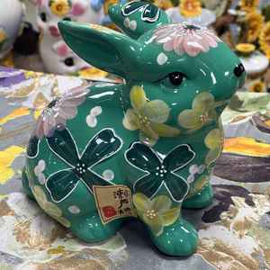 <span class=keywords><strong>Seto</strong></span> Ware Summer Flower Sea-una estatuilla de conejo en un diseño de cerámica creativo y de alta gama hecho a mano - Product Image 5