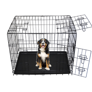 Cage en métal pour animaux de compagnie avec fermeture à bouton et plateau en plastique, design classique simple pour chiens, chats et petits animaux - Product Image 3