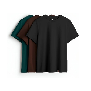 T-shirt décontracté polyvalent pour homme à col rond, 100 % coton jersey 220 grammes, texture durable, style minimaliste, respirant, idéal pour la superposition - Product Image 2