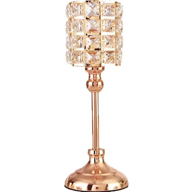 Bougie en cristal lanterne bougeoirs en or centres de table de mariage chandeliers fêtes décor à la maison