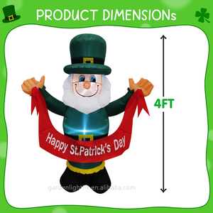 Decoración Inflable Impermeable LED de 4 Pies con Diseño de Duende Feliz para el Día de San Patricio, para Jardín, Césped y Fiestas - Product Image 2