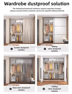 Armario Abierto Plegable Moderno, Soportes Metálicos, Panel de Puerta de MDF, Fácil Acceso, Ahorro de Espacio, Muebles para Dormitorio y Comedor, 2.2M - Product Image 6