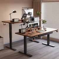 Escritorio de Oficina de Madera Sólida con Elevación Eléctrica, Vidrio Templado, Escritorio Inteligente, Escritorio de Estudio